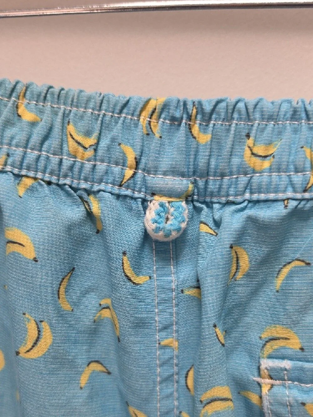 johnnie-O Light Blue Banana Print Kids Swim Trunks